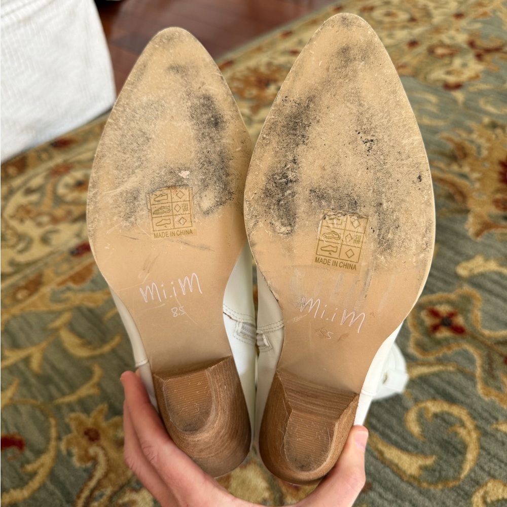 Mi.iM white Western Cowgirl Boots 8.5 Coastal Cowgirl Festival Boho - Picture 14 of 16